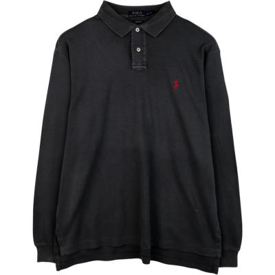 Polo by Ralph Lauren 黒 長袖ポロシャツ M POLO RALPH LAUREN メンズポロシャツ（袖タイプ：長袖）｜トップス