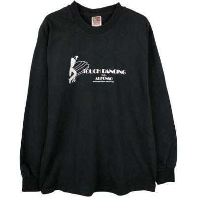 90s USA製　フルーツオブザルーム バンドT マルチプリント ロンT 黒XL フルーツオブザルーム ロンt（FRUIT OF THE LOOM／ファッション）の
