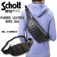 Schott ショット 3109023 PADDED LEATHER BODY BAG レザー 本革 カウハイド バイカー アメカジ メンズ 