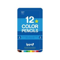 トンボ鉛筆 ippo!スライド缶入色鉛筆12色 プレーン ブルー | JetPrice