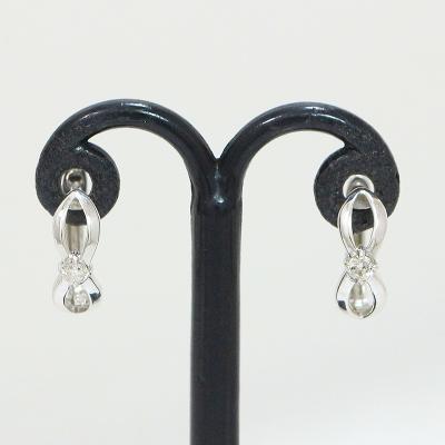 フープ ダイヤモンド 0.02ctx2 ピアス 14金ホワイトゴールド(K14WG 