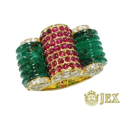 【平和堂】K18エメラルドリング　Moving Jewelry 注目 平和堂】K18エメラルドリングMoving Jewelry アクセサリー