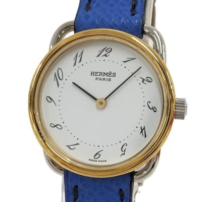 時計 HERMES エルメス アルソー 腕時計 GM レザーベルト ネイビー