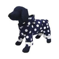 クークチュール 水玉足付レインコート/ネイビー | ペットスペース ジョインアス