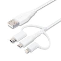 PGA 変換コネクタ付き 3in1 USBケーブル(Lightning＆Type-C＆micro USB) 15cm ホワイト PG-LCMC01M04WH 返品種別A | Joshin web