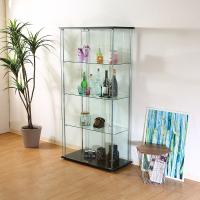 不二貿易 ガラスディスプレイケース(クリア) TMG-G53-1(ブラック) コレクションケース (約)幅80×奥行40×高さ162cm 98882 返品種別B