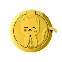 かわいい猫 カートゥーン リキッドフィール 携帯電話リング バックル スタンドホルダー(イエロー) | JOYFUL Lab