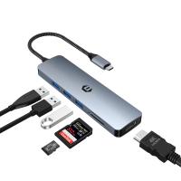 oditton USB Cハブ 6イン1 USB C - USBアダプター 接続性を向上 6イン1 ノートパソコン用ドッキングステーション 4K HD | JOYFUL Lab