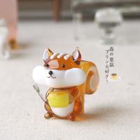 ガラス細工　動物　森　栗鼠　りす　プリン　スイーツ　母の日　　森の栗鼠・プリン大好き！