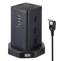 エルパ(ELPA) タワー型 電源タップ 12個口 USB×4 マグネット付 ブレーカー内蔵集中スイッチ付 WBS-TW1204USB(BK) | ジェイスコヤカ