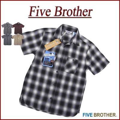 FIVE BROTHER チェックシャツ　半袖 オンブレチェックシャツ 半袖（FIVEBROTHER／メンズトップス