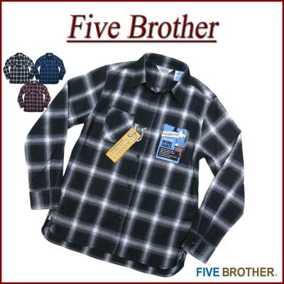 FIVE BROTHER ファイブブラザー ネルシャツ XL 90s FIVE BROTHER Check Flannel L/S Shirt 赤黒 XL ファイブ