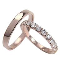 結婚指輪 エタニティリング ダイヤモンド ペアリング ピンクゴールドK18 マリッジリング  カップル  ホワイトデー プレゼントに 