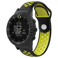 スントコア対応 ストラップ Suunto Core バンド シリコン製 運動型 ツートンカラー バンド 工具付 軽量 防水 通気 黒/黄色い | kai-store