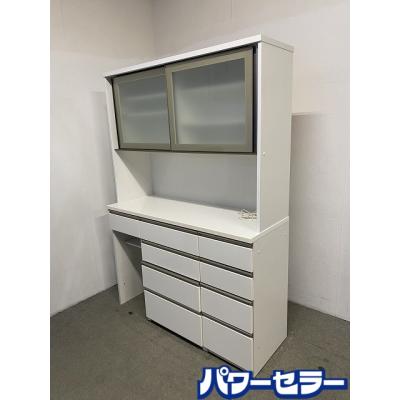 ●販売終了●キッチンボード　キッチン収納　レンジボード　レンジ台　食器棚　中古品　白家具 KAGUCOCO 食器棚 完成品 レンジ台 キッチンボード キッチン 引き出し