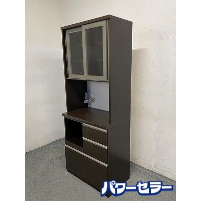 松田家具 キッチンボード ミロ 幅80 メラミンカウンター モイス レンジ台 食器棚 ダークブラウン ダイニング 中古 店頭引取歓迎 R8818 松田家具 キッチンボード ミロレンジダーク 幅80 メラミンカウンター