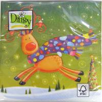 ペーパーナプキン[メール便OK]　ランチサイズ　マフラートナカイとペンギン[Daisy]2枚入りペーパーナフキン・紙ナプキン・デコパージュ・クリスマス・サンタ | KADERIA