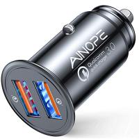AINOPE シガーソケット usb [デュアルQC3.0ポート] 36W/6A 超小型 カーチャージャー すべての金属 しがーソケット 高速車の充電 | かがやき屋