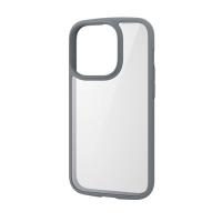 エレコム iPhone 14 Pro TOUGH SLIM LITE フレームカラー 背面ガラス グレー PM-A22CTSLFCGGY | カグチョク