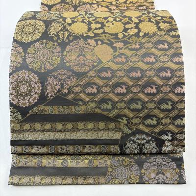 美品】 袋帯 名品 箔屋清兵衛 落款 販売 西陣織 花唐草 有栖川文 箔 灰