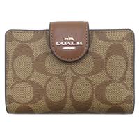 コーチ 財布 C0082-IME74 COACH 二つ折り財布 シグネチャー ミディアム コーナー ジップ ウォレット カーキ/サドル２ 新品 | 買付道-JJブランド専科-