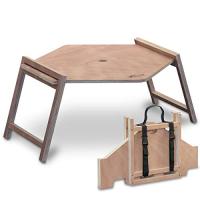FIELDOOR パネル式 木製ワンポールテント用テーブル 簡単設置 ウッド ヘキサ ローテーブル キャンプ アウトドア | かきのき堂