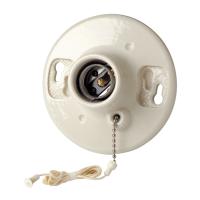 Leviton 29816-C One-Piece Glazed Porcelain Outlet Box Mount Incandescent Lampholder Pull Chain White | かめよしエクスプレス