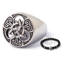 BAVIPOWER Stainless Steel Triquetra Trinity Celtic Knot Ring For Men Women Irish Celtic Jewelry (8) | かめよしエクスプレス