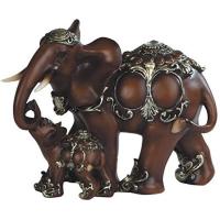 George S. Chen Imports SS-G-88102 Thai Elephant with Baby Wood-Like Design Figurine | かめよしエクスプレス