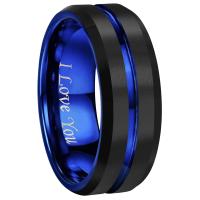 4mm 6mm 8mm 10mm Blue Groove Black Matte Finish Tungsten Carbide Wedding Band Ring Engraved I Love You (8mm13.5) | かめよしエクスプレス