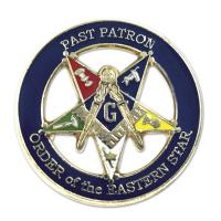 Past Patron Order of The Eastern Star Round Masonic Lapel Pin - [Blue &amp; Gold][1'' Diameter] | かめよしエクスプレス