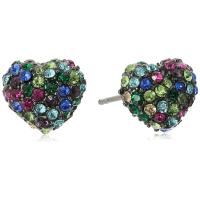 Betsey Johnson Pave Mixed Multi-Colored Stone Heart Stud Earrings | かめよしエクスプレス