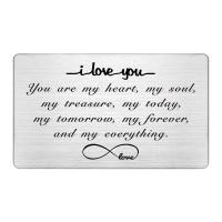 FALOGIJE Engraved Wallet Insert Card I Love You Forever Anniversary Card Gifts Soulmate Gifts for Him Her Gifts for Boyf | かめよしエクスプレス
