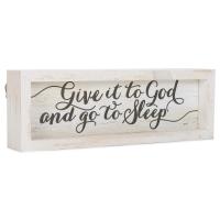 Dicksons Give It to God Go to Sleep Whitewashed 10 x 3 Wood Tabletop Plaque | かめよしエクスプレス