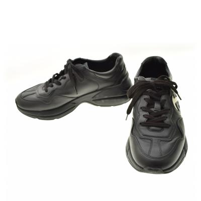 △グッチ スニーカー スクリーナー レザー メンズ ブラック サイズ7 △グッチ スニーカー スクリーナー レザー メンズ ブラック サイズ7