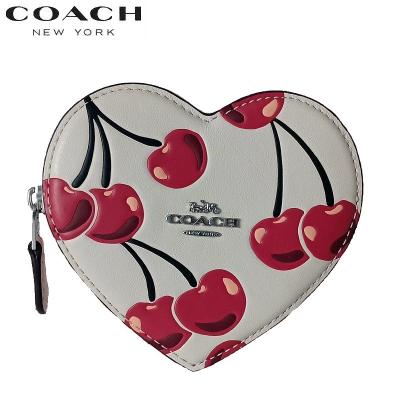 COACH 財布 三つ折り  さくらんぼ柄 COACH】コーチ レザー ミディアム ウォレット チェリー さくらんぼ柄