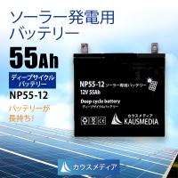 55Ah 12V ディープサイクルバッテリー NP55-12 ソーラー充電 発電 密閉型 蓄 電池 キャンピングカー 電気柵 サブバッテリー カウスメディア | カウスメディアヤフーショップ