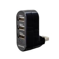 USBハブ 3ポート 180度回る回転コネクタ搭載 GH-HB2A3A-BK/7106 ブラック | カワネット