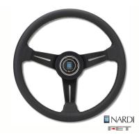 [ FET NARDI CLASSIC LEATHER 38φ ] 38mm スムースレザー ブラックレザー/ブラックスポーク　品番： N150 (FET 正規品 ナルディ クラシック レザー) | KAZOON