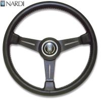 NARDI ナルディ　N341　BKレザー&amp;BKスポーク　グレーステッチ　ステアリング　径340mm　ホーンボタン、ホーンリング付【お取り寄せ】 | KCMオンラインショップ