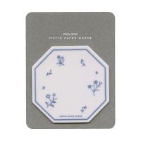 トレぺのダイカット付箋 Blue Floral  octagonal ふせん HPSM-728 | 文具・文房具のKDM ヤフー店