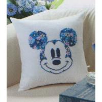 キット ミッキーマウス ミニクッション（オフホワイト）6048 オリムパス 【KY】 刺しゅう キット クッション ディズニー | 毛糸蔵かんざわ