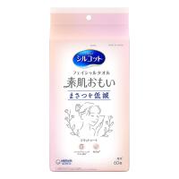 [ユニチャーム]シルコット 素肌おもい フラットシート 厚手 60枚 (フェイシャルタオル 摩擦低減 洗顔 顔拭き) | ケンコーエクスプレス2号店