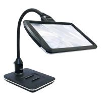 【共栄プラスチック】ＬＥＤスタンドライトルーペ ブラック SR-75C-BL(USB充電ポート 老眼対策 両手が使える ワイドフレーム ダイヤル調整 読書 新聞 スマホ ・ | ケンコーエクスプレス