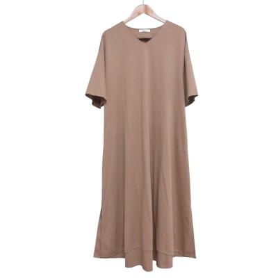 ebure 美品 エブール Vネック 半袖 ロングワンピース 3110300427  