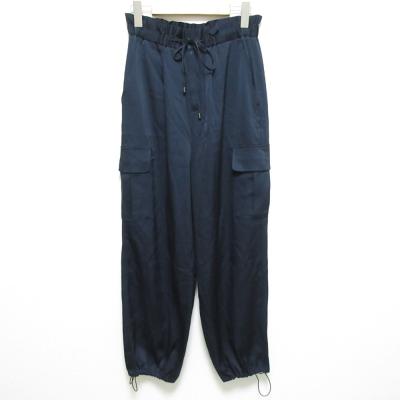CONTE コンテ ネイビー サテン 2タックカーゴパンツ ボトムス 38  
