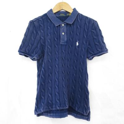 ラルフローレン　半袖ニット　ネイビー　Mサイズ POLO RALPH LAUREN - ポロ ラルフローレン ニット ケーブル 半袖ニット