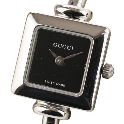良品 GUCCI グッチ スクエア クォーツ 腕時計 1900L ブラック文字盤 シルバーカラー レディース 古着 中古 USED 中古・古着通販】GUCCI (グッチ) 腕時計 スクエア文字盤 ブラック