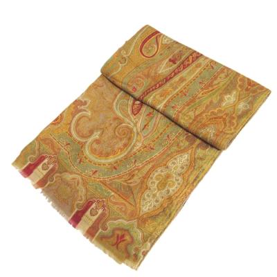 美品 ETRO エトロ ストール ペイズリー 総柄 silk シルク ベージュ ETRO(エトロ) シルク混ペイズリー柄ストール ベージュ｜【公式