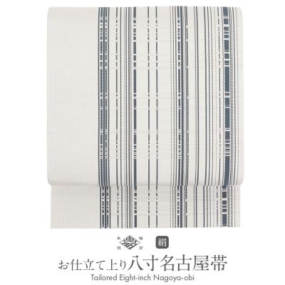 博多帯 名古屋帯 八寸帯 新品 仕立て込み 正絹 博多織 白 間道柄 縞 楽天市場】博多織 名古屋帯 白 帯 博多 八寸 正絹 協和織工場